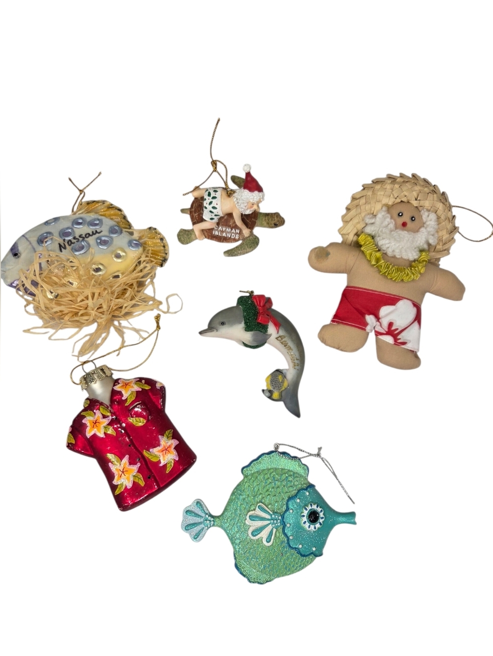 Assorted Tropical Holiday Ornaments Nautical Coastal Hawaiian Fish